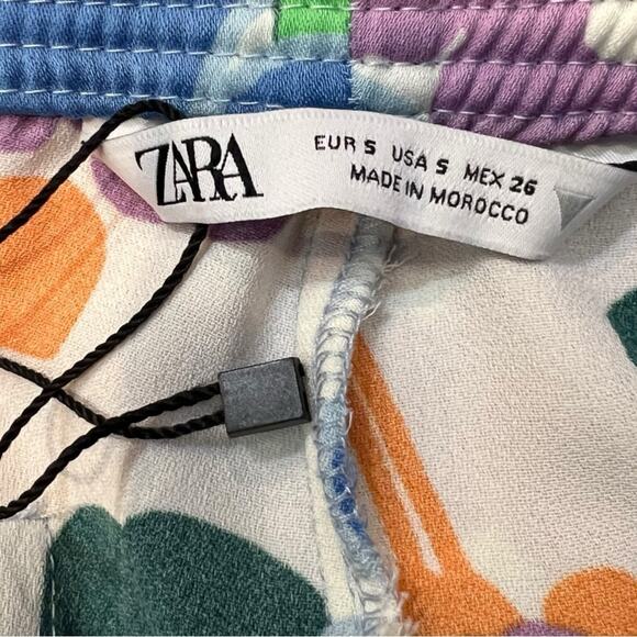 ZARA Pants S Floral Straight Leg Pajama Style Groove Retro Bohemiam Hippie NWOT - Picture 9 of 15